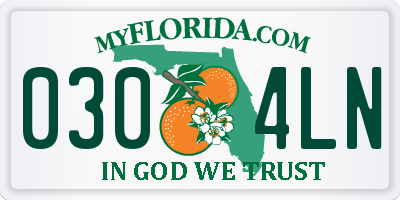 FL license plate 0304LN