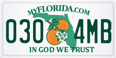 FL license plate 0304MB