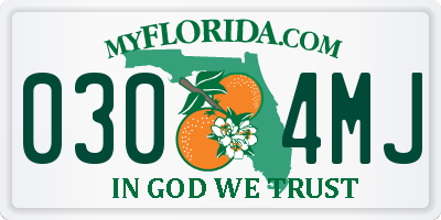 FL license plate 0304MJ