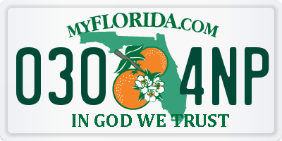 FL license plate 0304NP