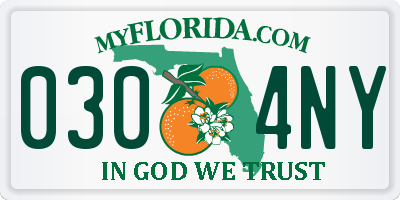FL license plate 0304NY