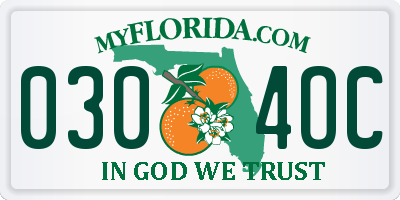 FL license plate 0304OC