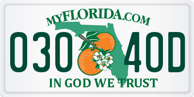 FL license plate 0304OD