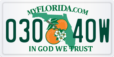 FL license plate 0304OW