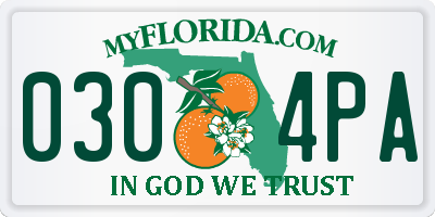 FL license plate 0304PA