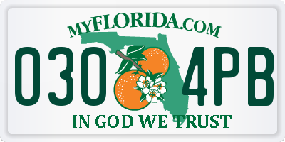FL license plate 0304PB