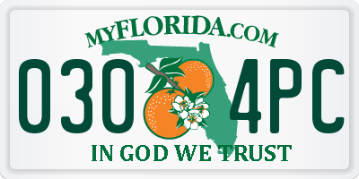 FL license plate 0304PC