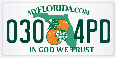 FL license plate 0304PD