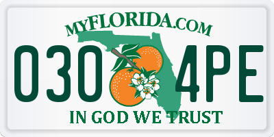 FL license plate 0304PE