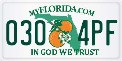 FL license plate 0304PF