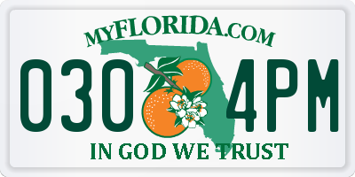 FL license plate 0304PM
