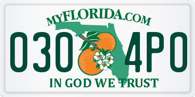 FL license plate 0304PO