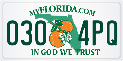 FL license plate 0304PQ
