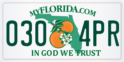FL license plate 0304PR