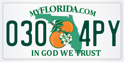 FL license plate 0304PY
