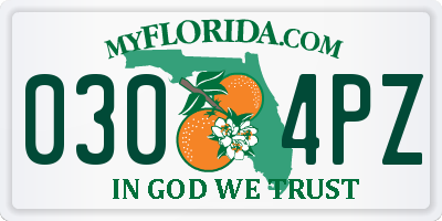 FL license plate 0304PZ