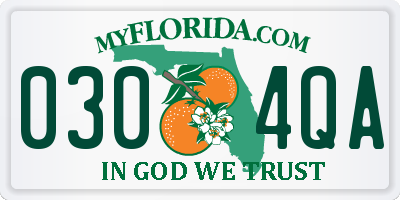 FL license plate 0304QA