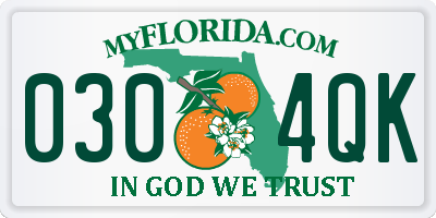 FL license plate 0304QK
