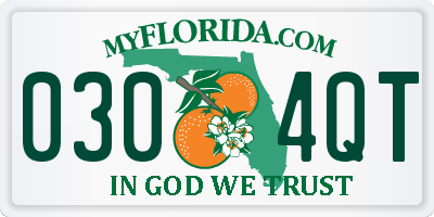 FL license plate 0304QT