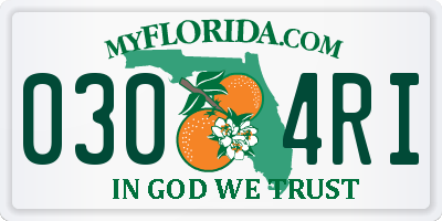 FL license plate 0304RI