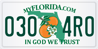 FL license plate 0304RO