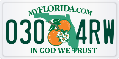 FL license plate 0304RW