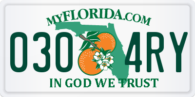 FL license plate 0304RY