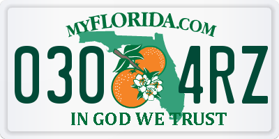 FL license plate 0304RZ