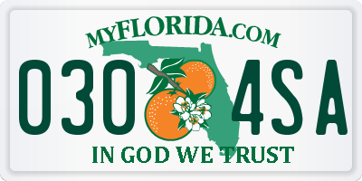 FL license plate 0304SA