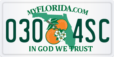 FL license plate 0304SC
