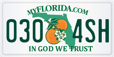 FL license plate 0304SH
