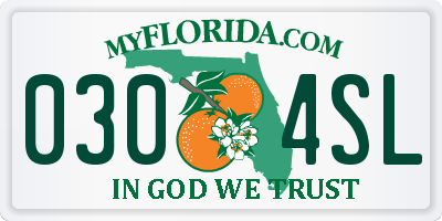 FL license plate 0304SL