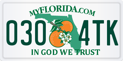 FL license plate 0304TK