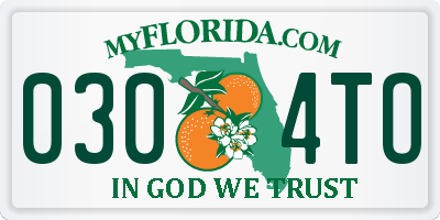 FL license plate 0304TO