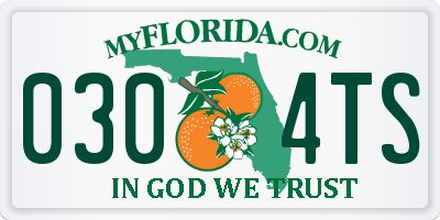 FL license plate 0304TS