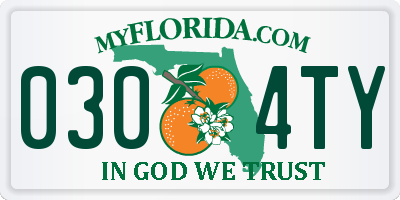 FL license plate 0304TY