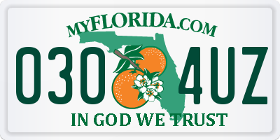 FL license plate 0304UZ