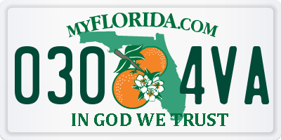 FL license plate 0304VA