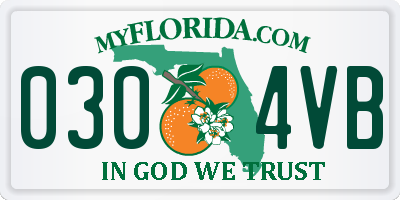 FL license plate 0304VB