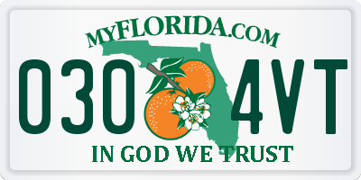 FL license plate 0304VT