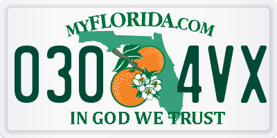 FL license plate 0304VX