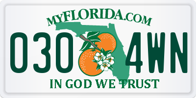 FL license plate 0304WN
