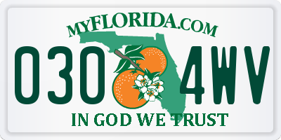 FL license plate 0304WV