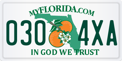 FL license plate 0304XA