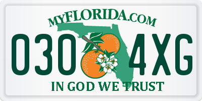 FL license plate 0304XG
