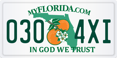 FL license plate 0304XI