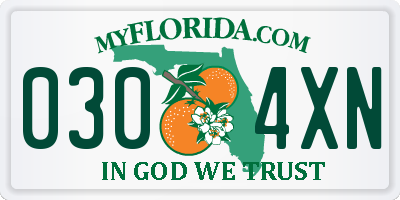 FL license plate 0304XN