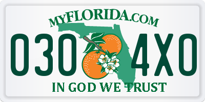 FL license plate 0304XO