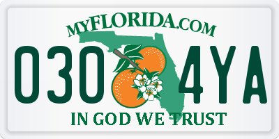 FL license plate 0304YA