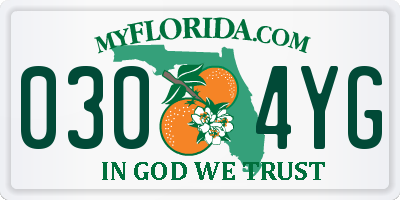 FL license plate 0304YG